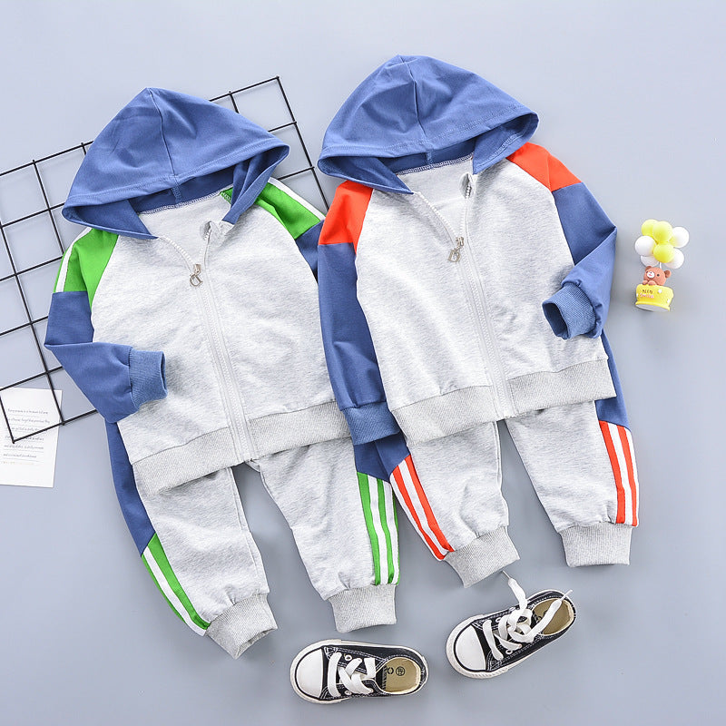 Boys Two-piece Children's Fashion Zipper Shirt Sports Pants Suit 1-3 Years Old