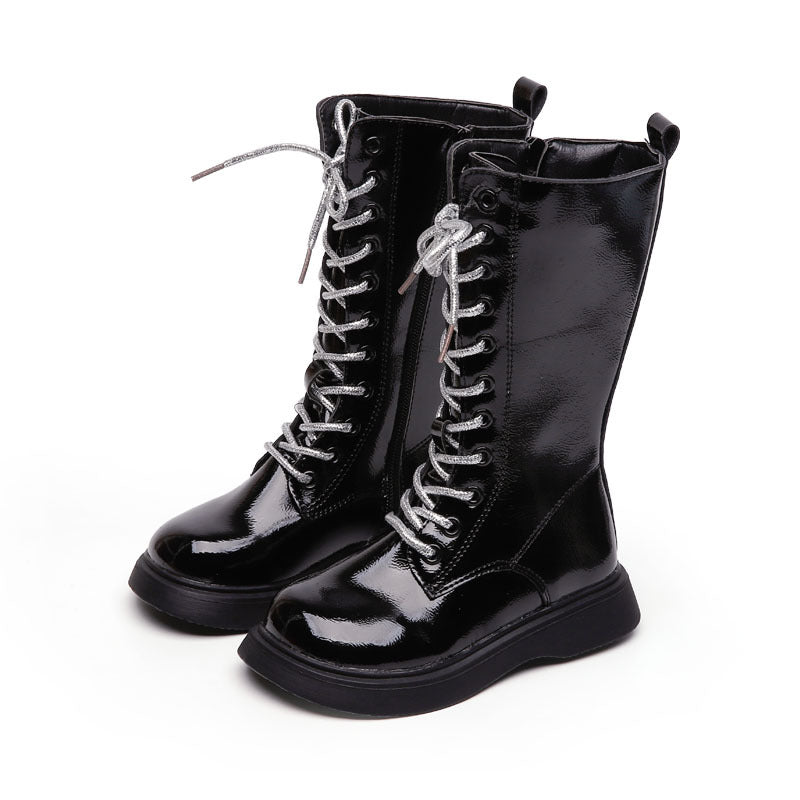 High-Top Girls Long Martin Leather Boots
