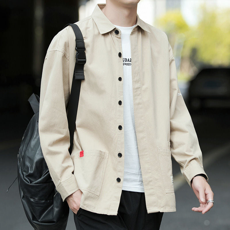 Thin Casual Loose Hong Kong Style Business Formal Wear Trend Non-iron Outer Wear Men's Jacket