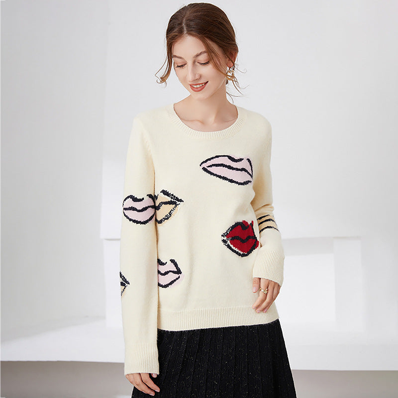New Wool Blend Knitted Bottoming Sweater Loose Type Lazy Casual Women's Clothing