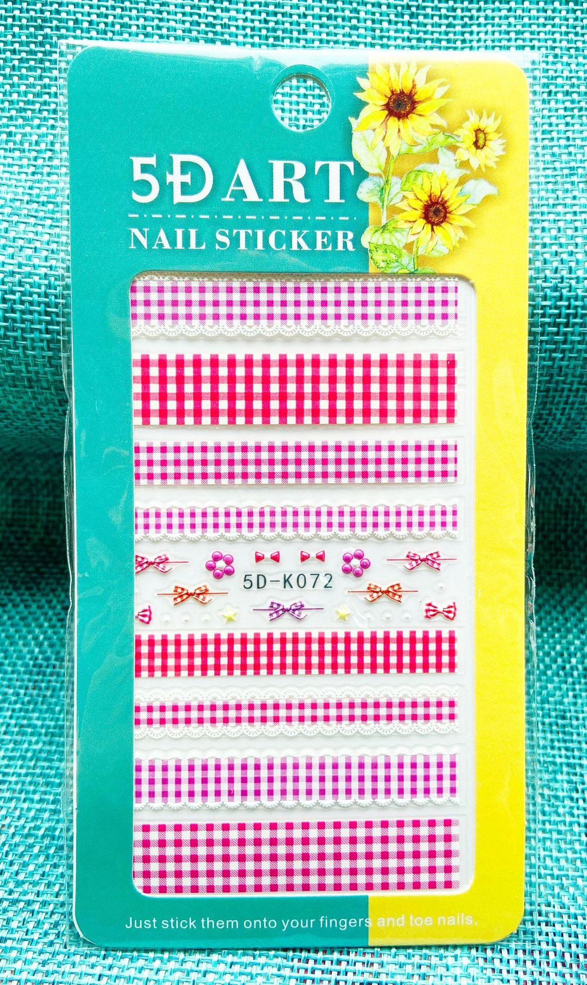 Embossed Nail Sticker Plaid Nail Sticker Three-dimensional Bow Nail Sticker Summer Nail Sticker