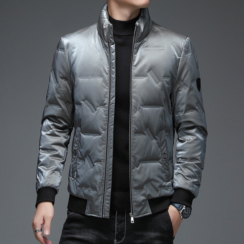 Down Jacket Men's Casual Stand Collar White Duck Down Thickening
