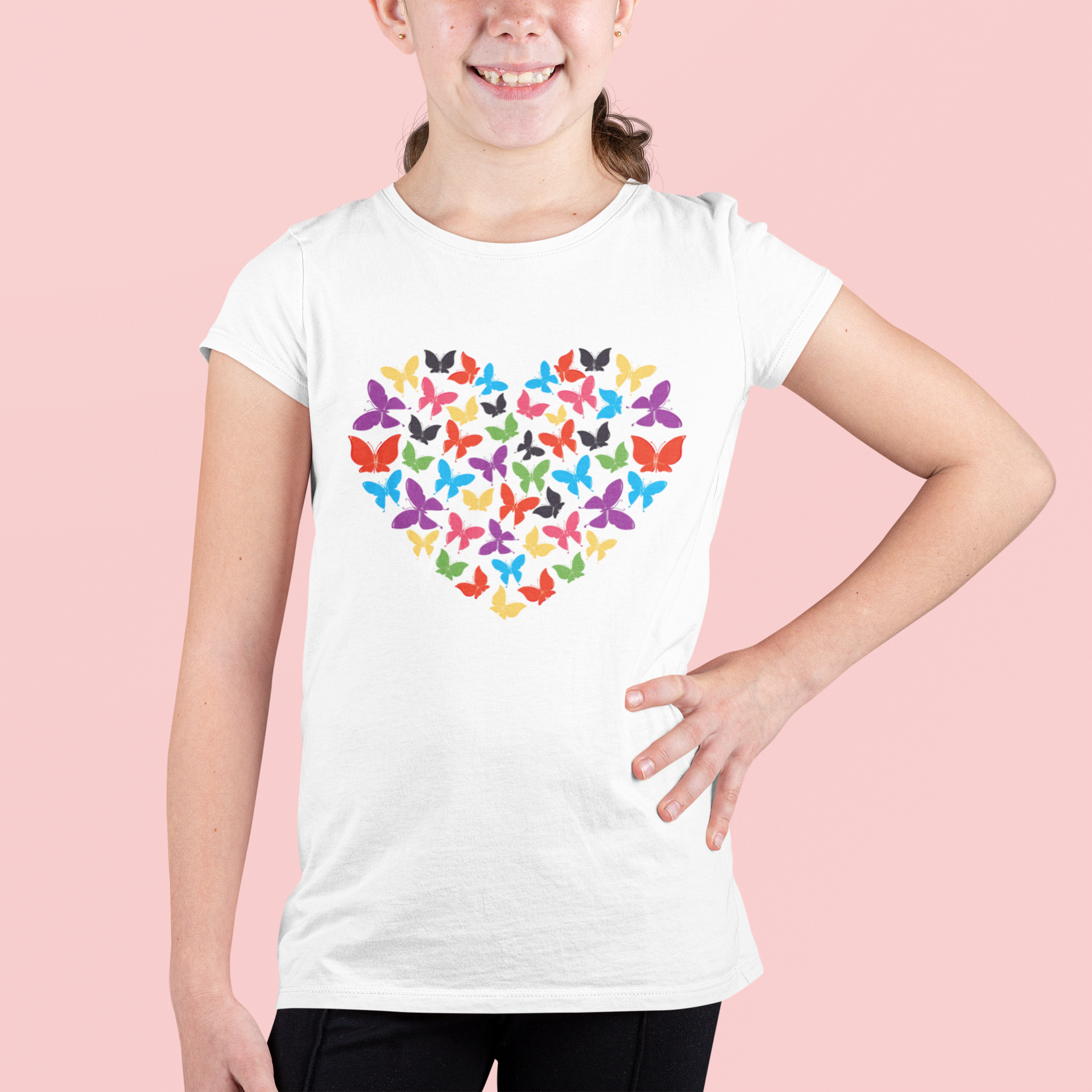 Girls T-Shirt (hart klo Butterfly )