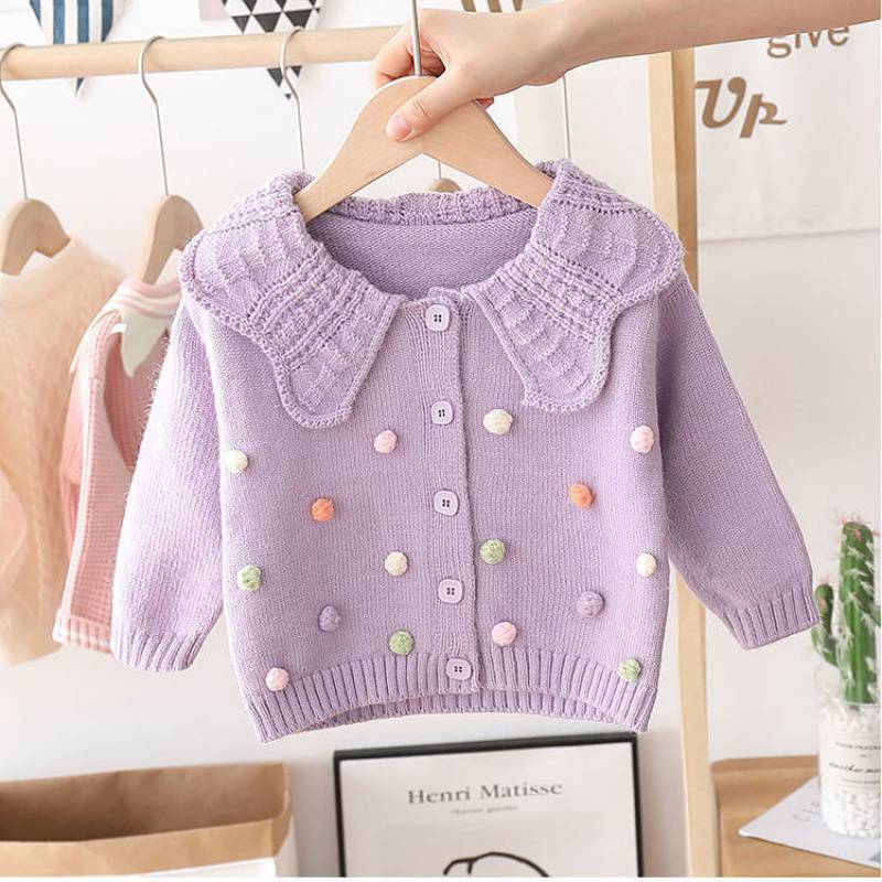 Girls' Knitted Cardigan Fashionable Baby Bottoming Long Sleeve
