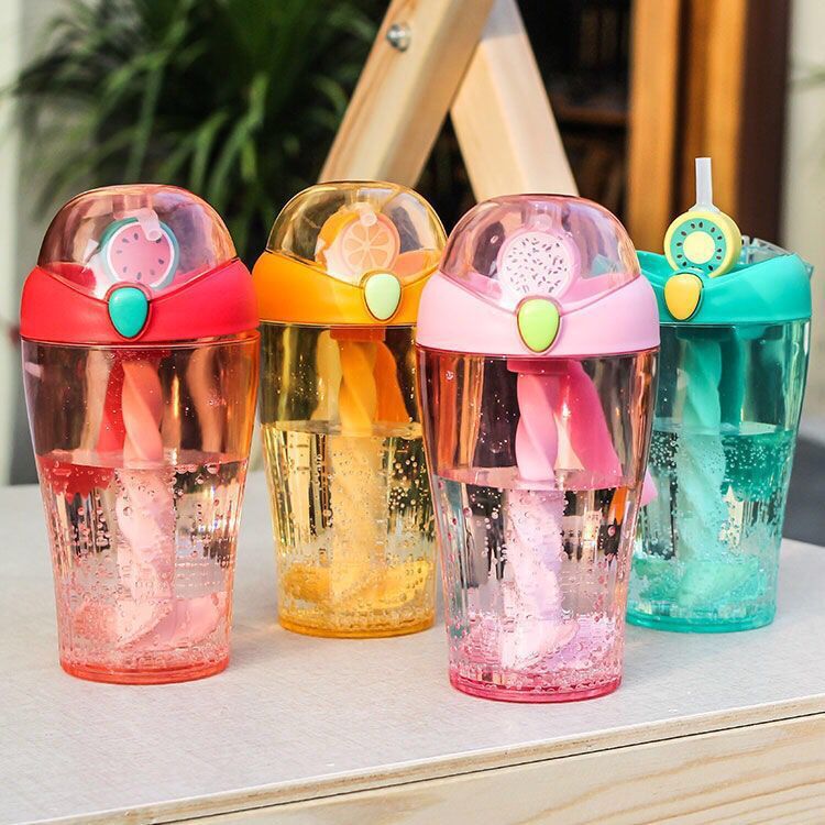 Net Red Water Cup Female With Straw Cup Large Capacity Milk Tea Stirring Cup Cute Student High-value Plastic Cup Portable