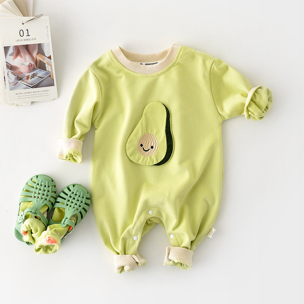 Female Baby Vegetable And Fruit Three-dimensional Embroidery Pullover Jumpsuit