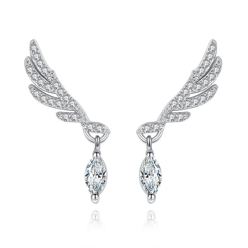 Women's Fashion Temperament Marquise Zircon Angel Wings Earrings