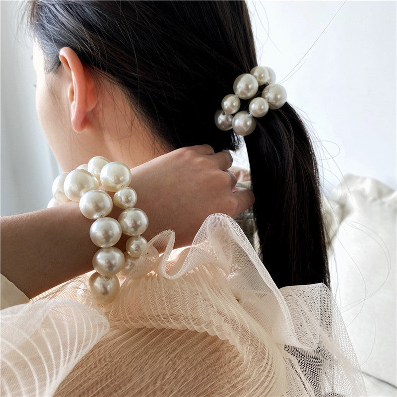 Pearl Head Rope Hair Tie All-Match Bead Decoration Rubber Band Bracelet