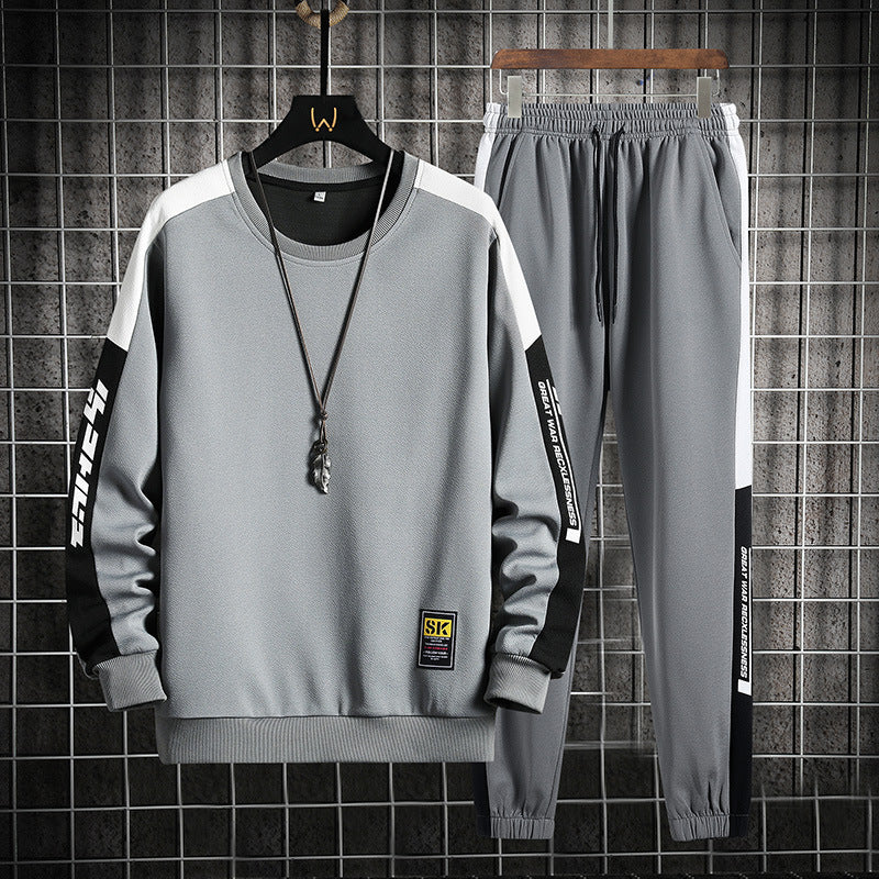 Men's New Fashion Round Neck Sweater Casual Sports Suit