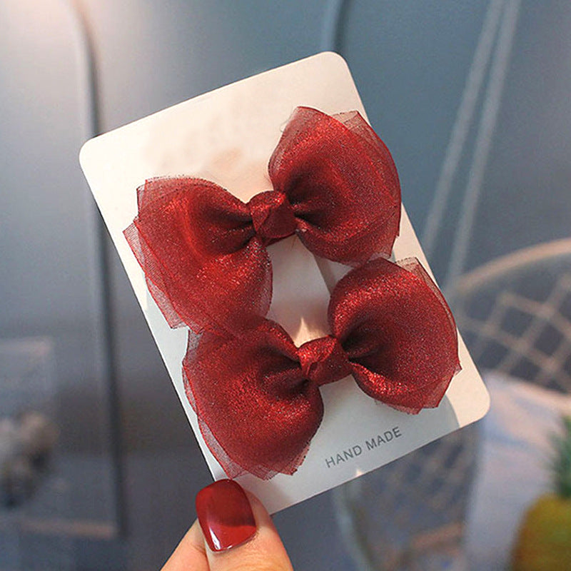 Children's Fabric Pearly Yarn Bow Hairpin