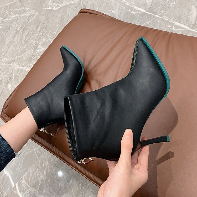 All-match Stiletto Pointed High-heeled Ankle Boots