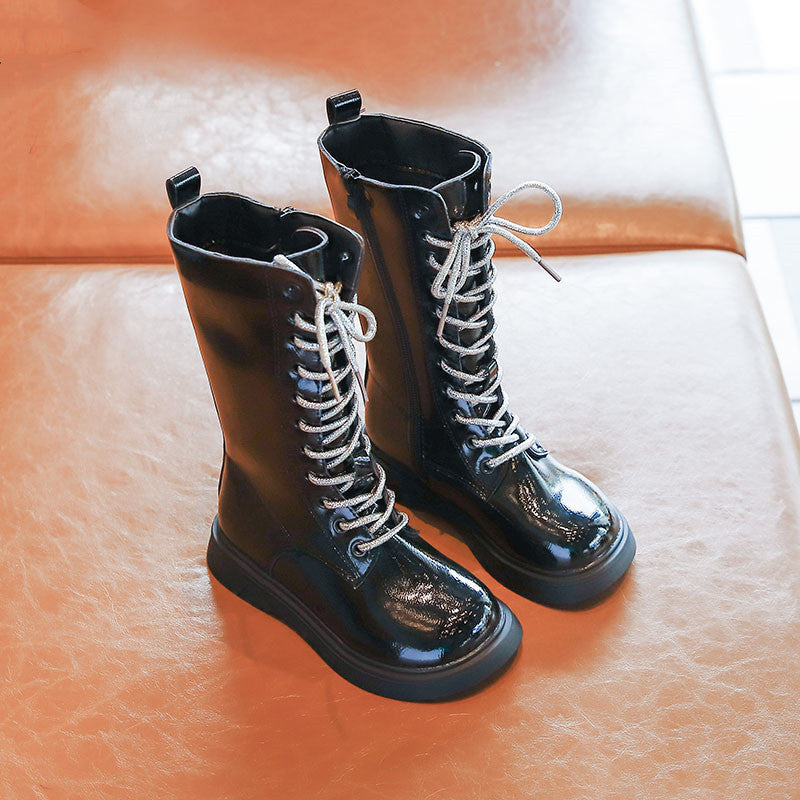High-Top Girls Long Martin Leather Boots