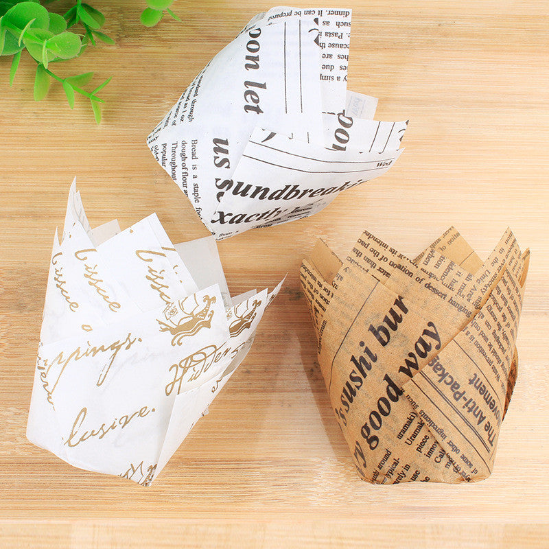 Household Oil And High Temperature Resistant Solid Color Tulip Cake Paper Cups