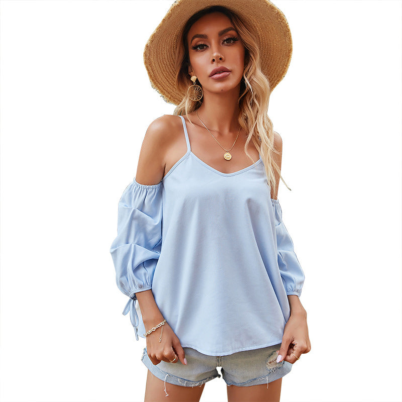 Early Autumn Sexy Slim Halter Long-Sleeved Blouse