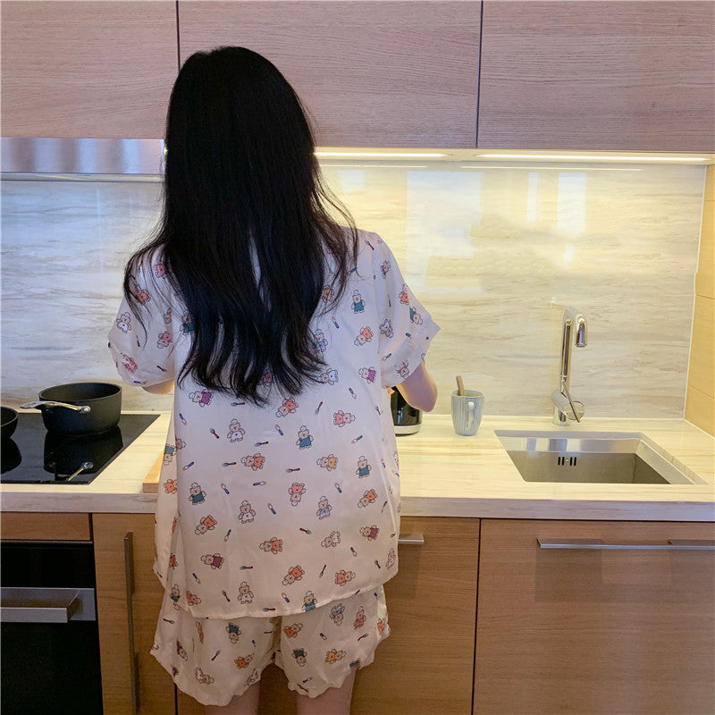 Short-sleeved Pajamas Women's Suit Two-piece Home Service