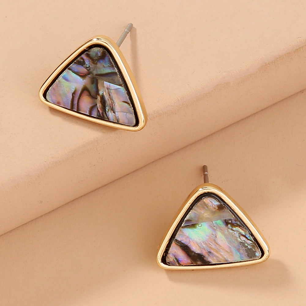 Triangular natural color abalone Shell Stud