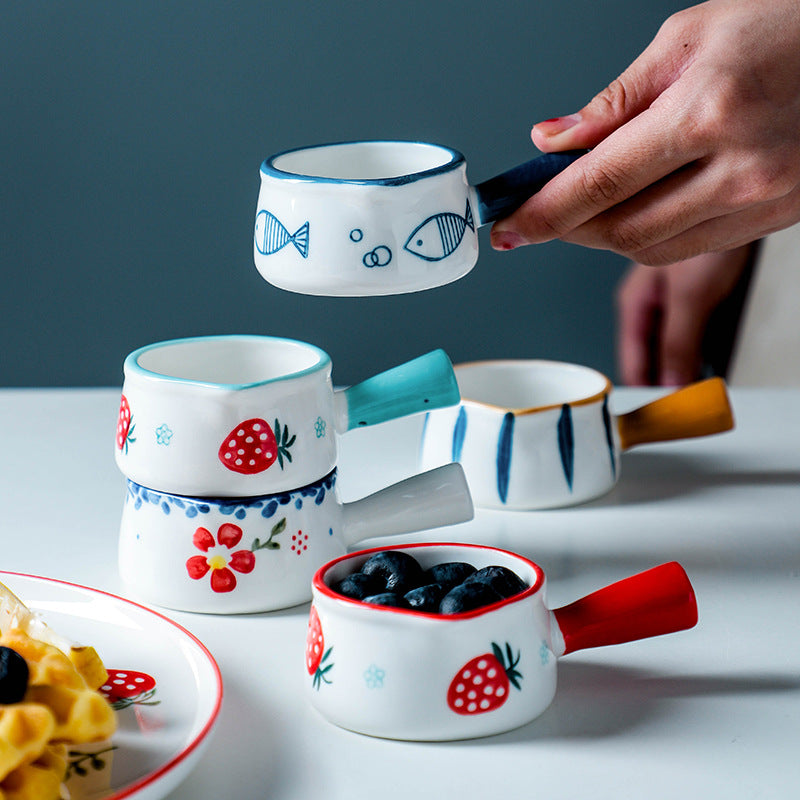 Mini Creative Household Seasoning Ceramic Dish With Handle