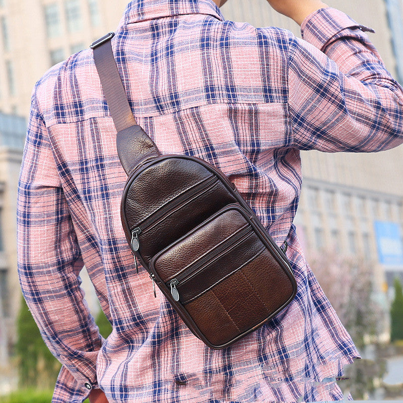 Leather Chest Bag Men's  Fashion Shoulder Head Layer