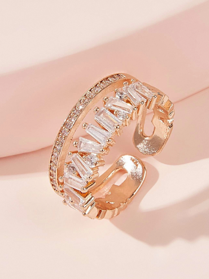 Real Gold-Plated Copper Zircon Ring