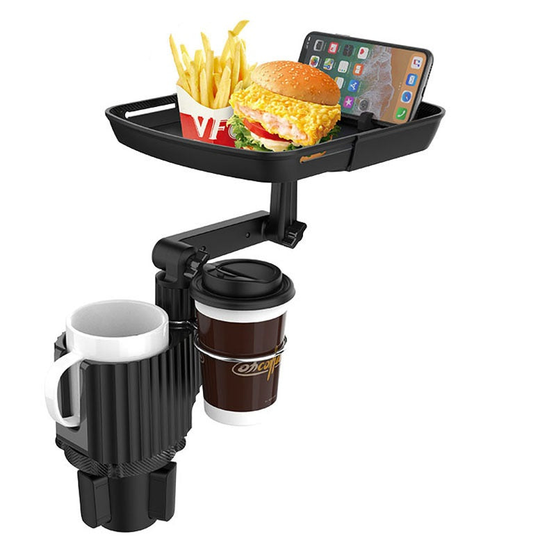 Car Cup Holder With Food Tray - 360° Rotation - Expander & Adjustable For Cars 