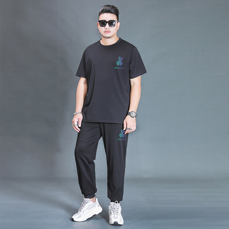 Oversized T-shirt And Trousers Two-piece Fat Casual Sports Suit