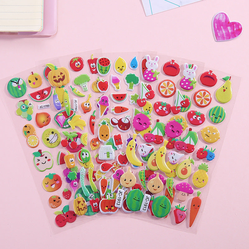 Cartoon Anime Three-dimensional Stickers Puzzle Early Education Kindergarten Reward Bubble Stickers