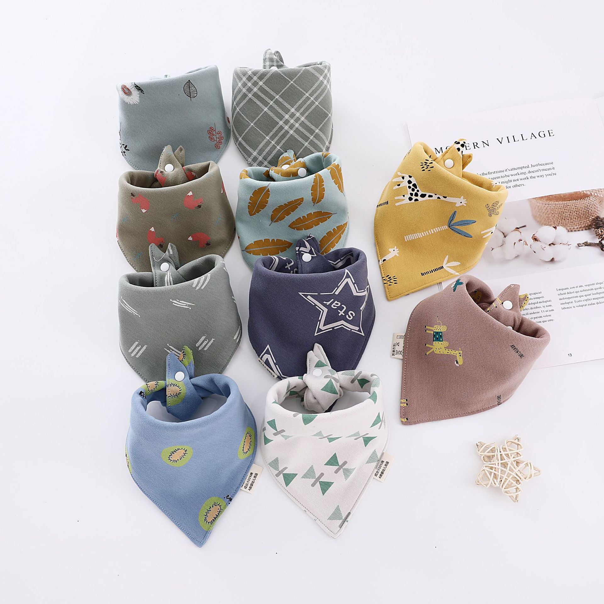 Baby Combed Cotton Triangle Scarf Saliva Towel
