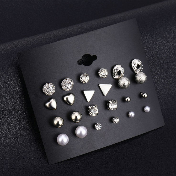 Square Zircon Stud Earrings Peach Heart Diamond Earrings