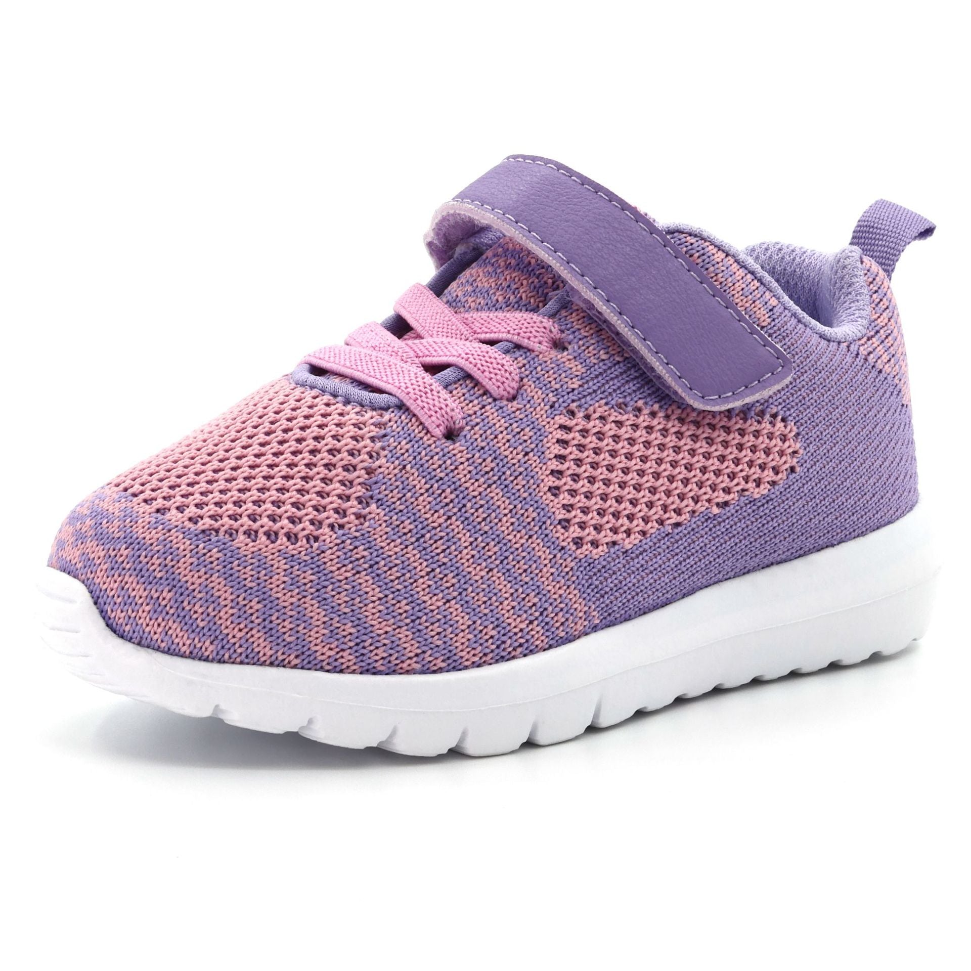 Pure Color Velcro Sneakers Lightweight Running Shoes For Boys And Girls