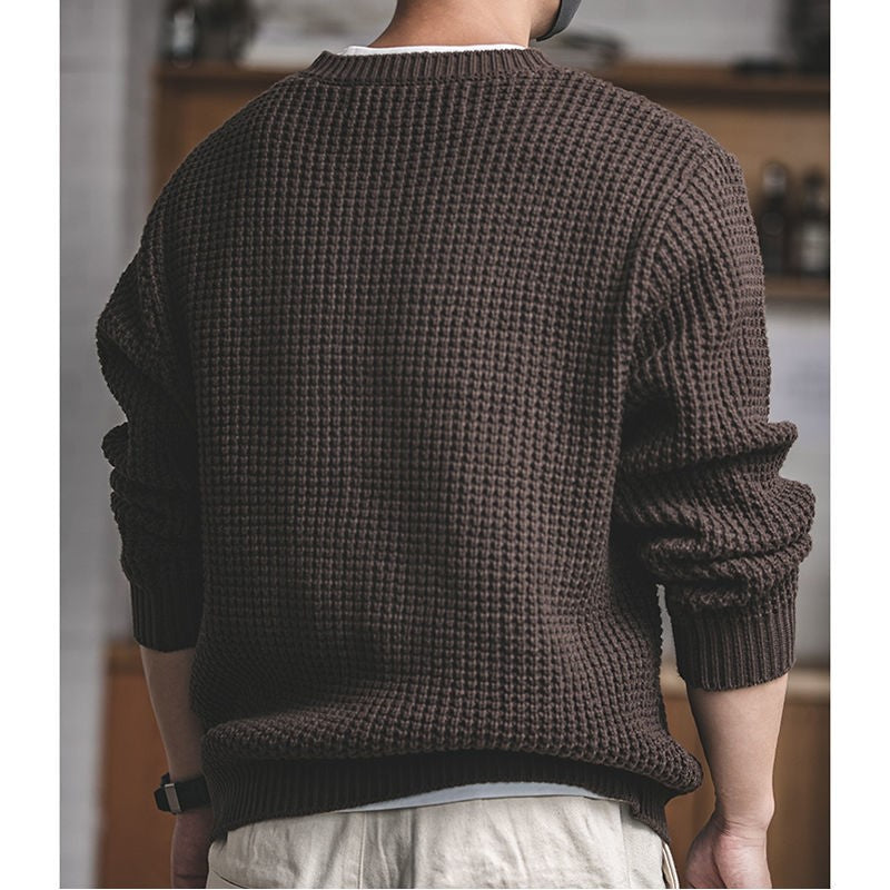 Round Neck Thick Wool Sweater Knit Loose Men