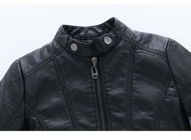 Children's Stand-up Collar Leather Jacket