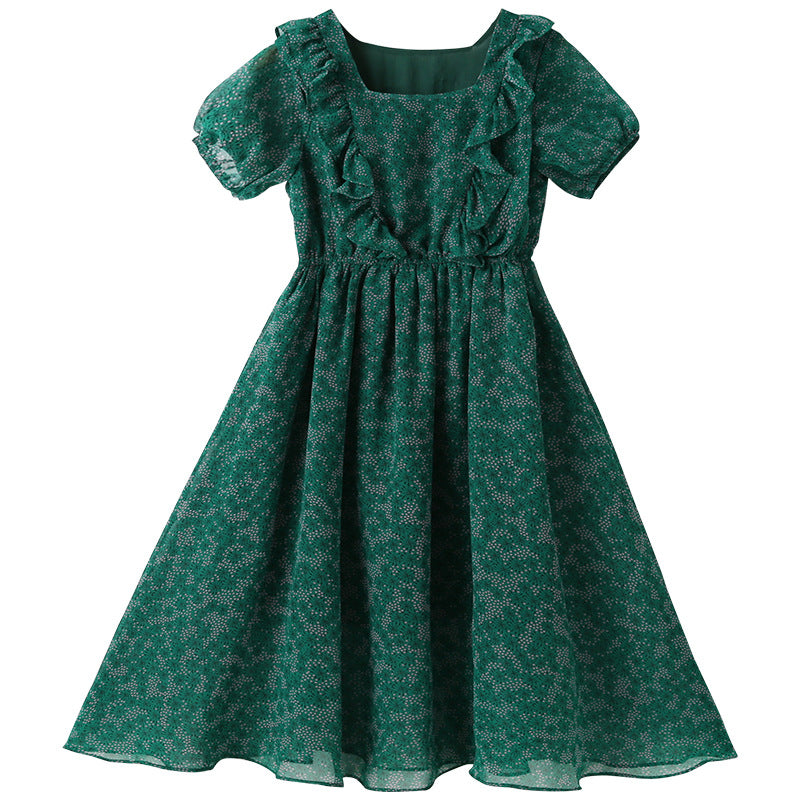 فستان أخضر من الشيفون 