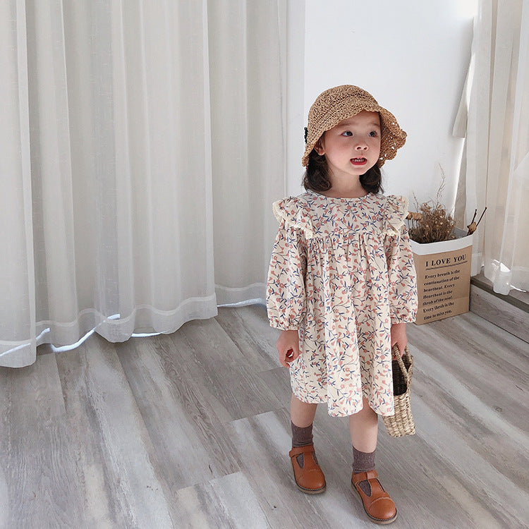 Cotton And Linen Pastoral Style Baby Princess Floral Dress