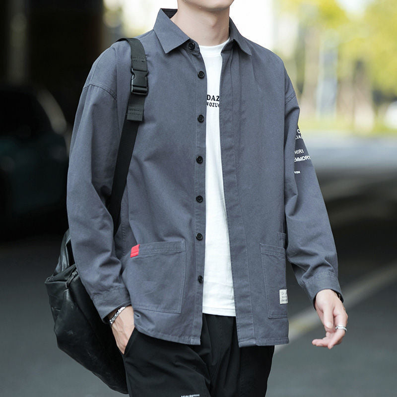 Thin Casual Loose Hong Kong Style Business Formal Wear Trend Non-iron Outer Wear Men's Jacket