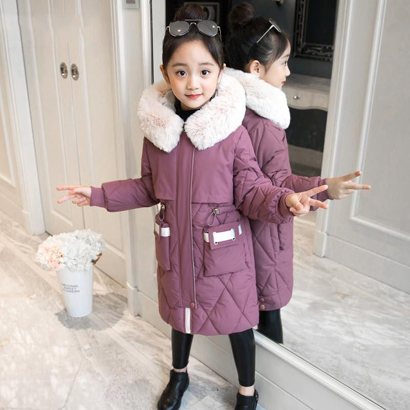 Children's Cotton-padded Clothes Mid-length Girl Thickening