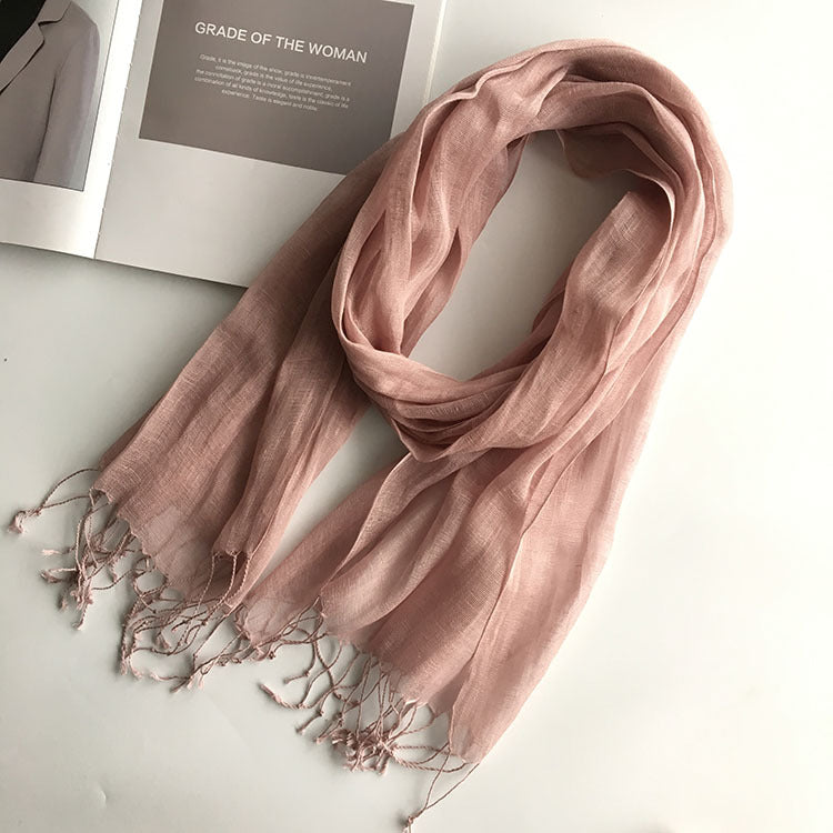 Thin Linen Candy Color Scarf Travel Holiday Sunscreen Shawl