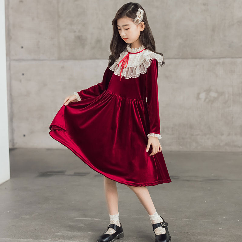 Girls' Children's Dress Velvet Princess Dress