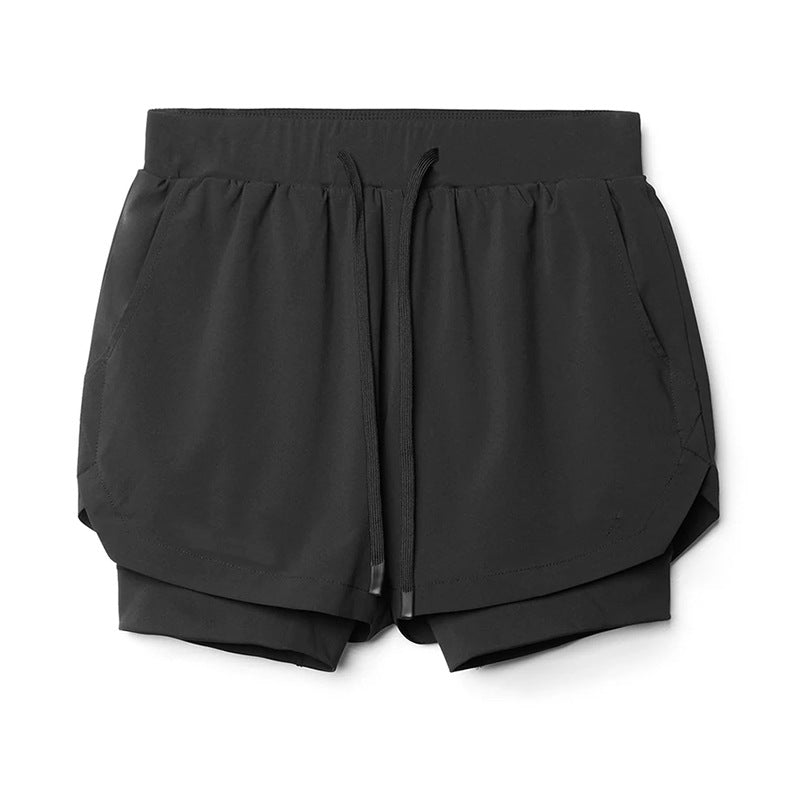 Sports Casual Shorts Double Layer False Two Pieces
