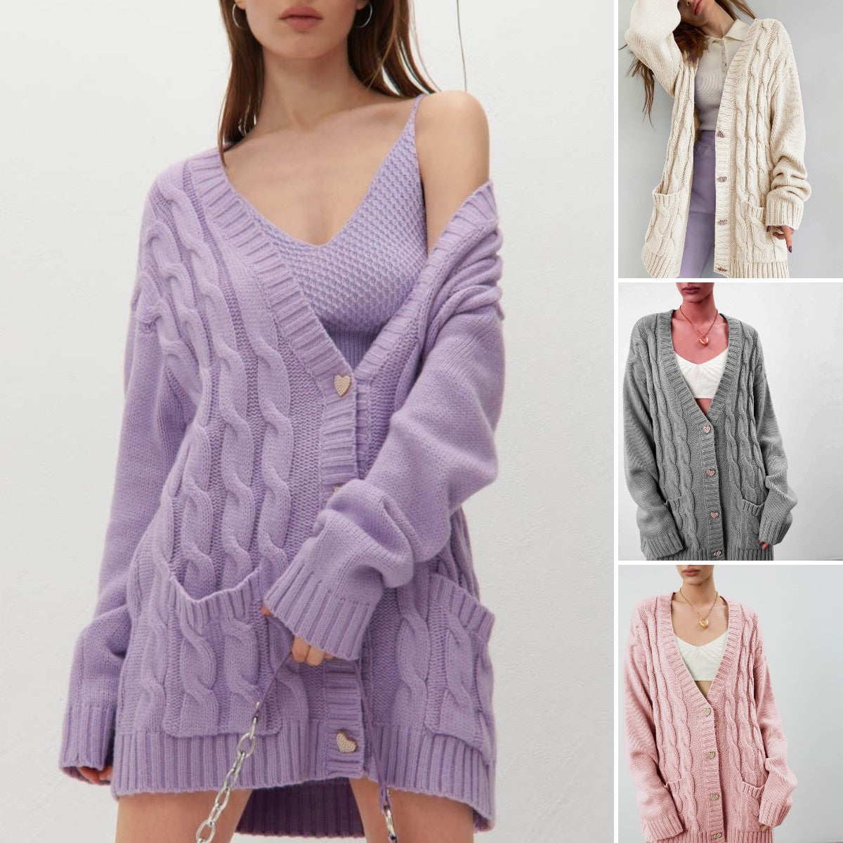 Loose Mid-length Knitted Cardigan Jacket