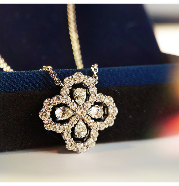 Design Necklace Female Sterling Silver Plated Four-leaf Clover Pendant