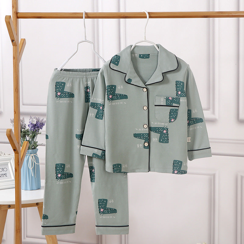 Children's Spring And Autumn Cotton Home Clothes Middle Children's Pajamas Pajamas Set