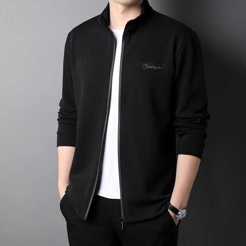 Fashion Trend Stand Collar Embroidered Sports Men's Top Jacket