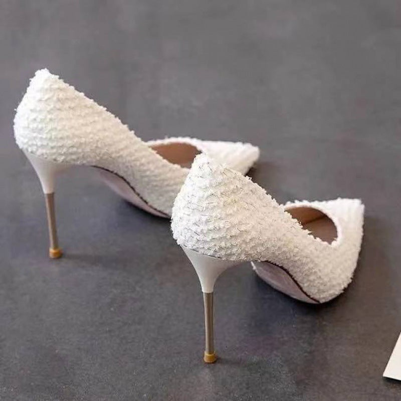 New White High Heels Women Stiletto Pointed Toe