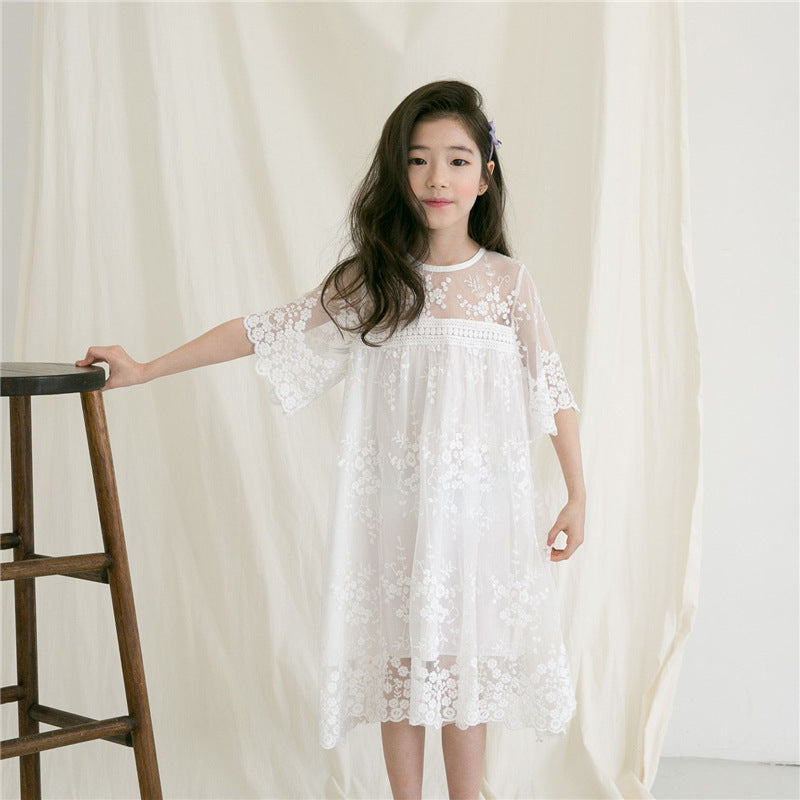 Children Girls Lace Mesh Princess Dress