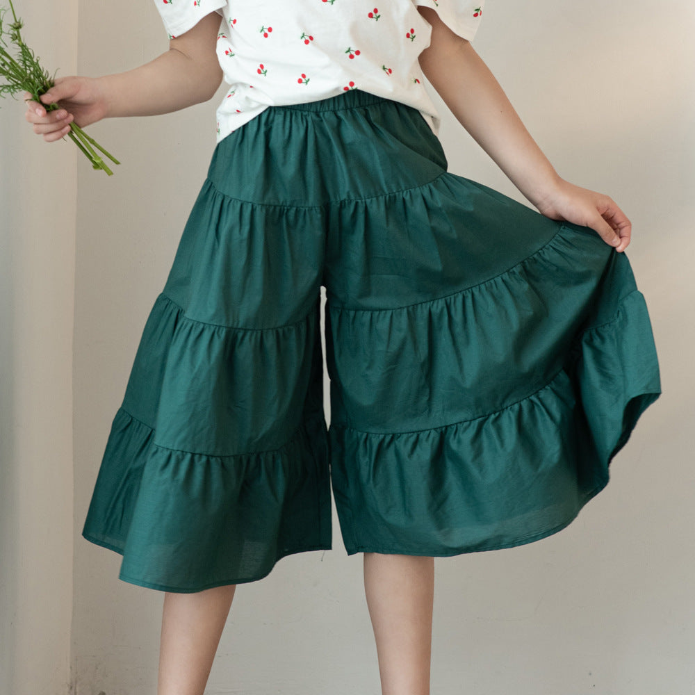 Korean Version Of Morandi Culottes Set Women's Big Kids Casual Pants Set