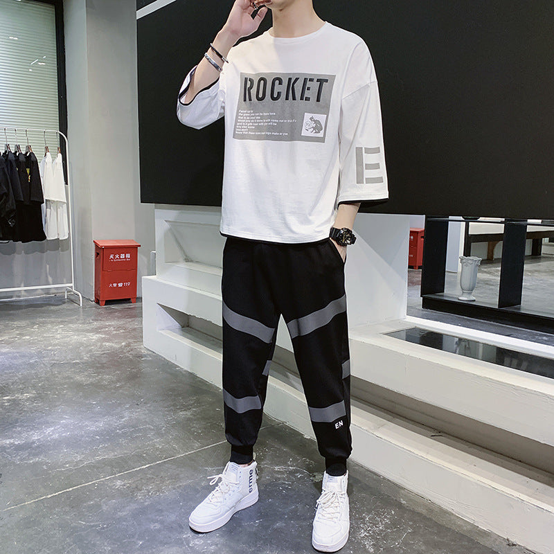 Two-piece Casual Half-sleeved T-shirt Youth Loose Handsome Sports Suit