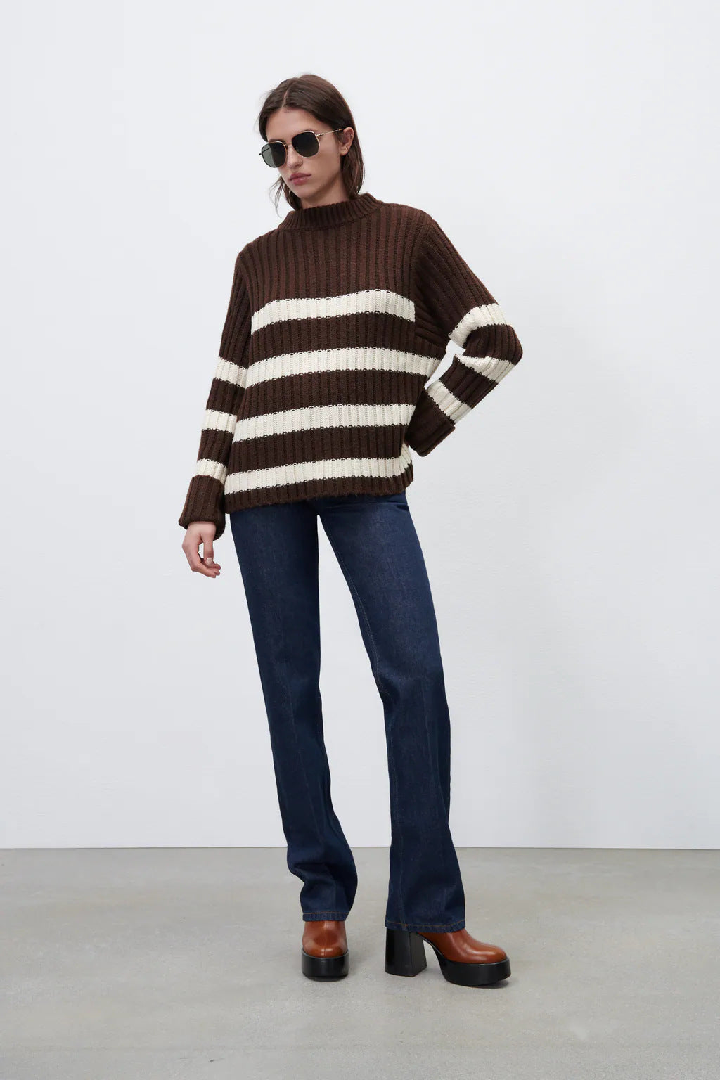 Women's Striped Crewneck Loose Sweater Bottoming Shirt