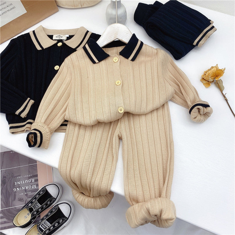 Knitted Two-piece Girl's Sweater Children's Suit