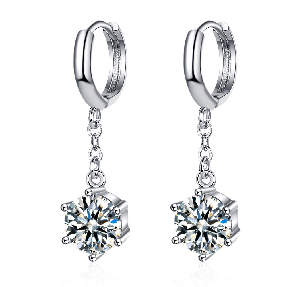 Women's Simple And Sweet Temperament Zirconium Diamond Earrings