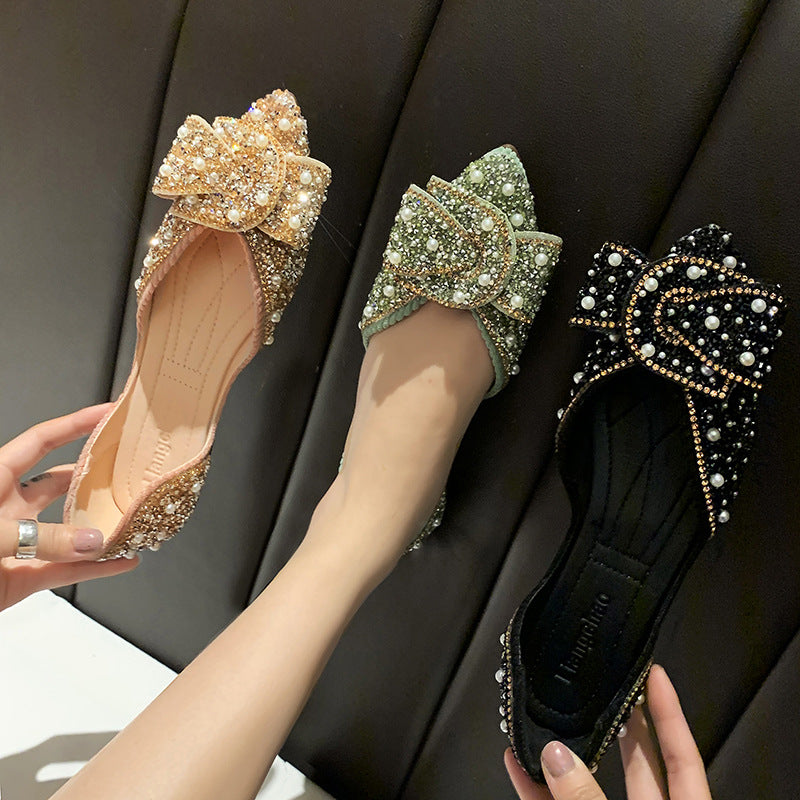 Women's Pearl Rhinestone Shallow Pointed Toe Shoes